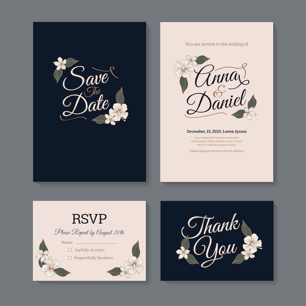 Wedding Invitation Card template, with leaf & floral design