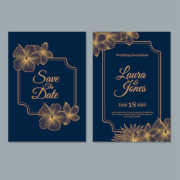 Wedding Invitation Card template, with leaf and flowers