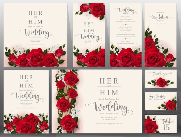 Wedding Invitation card templates set.