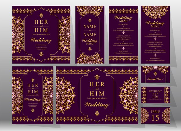 Vector wedding invitation card templates.