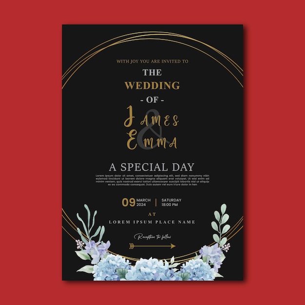 Wedding Invitation Card Vector Template