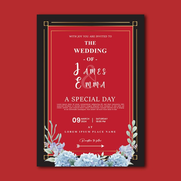 Wedding Invitation Card Vector Template