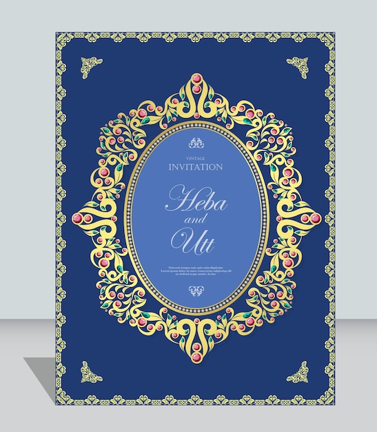 Wedding or invitation card vintage style with crystals abstract pattern background vector eps10