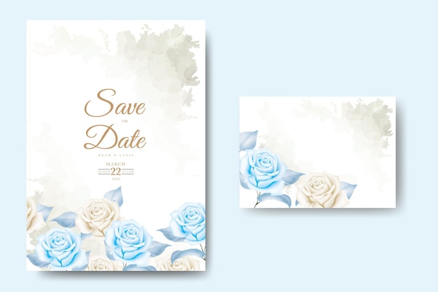 wedding invitation card with floral leaves watercolor