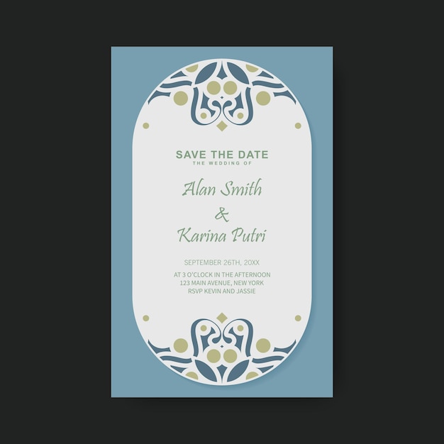 wedding invitation card with floral pattern