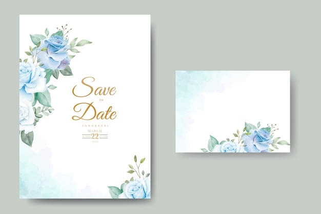 wedding invitation card with floral watercolor