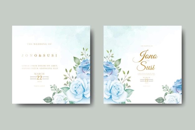 wedding invitation card with floral watercolor