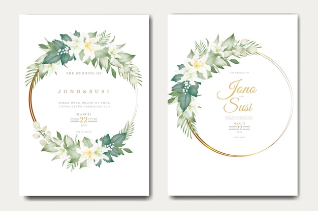 wedding invitation card with floral watercolor