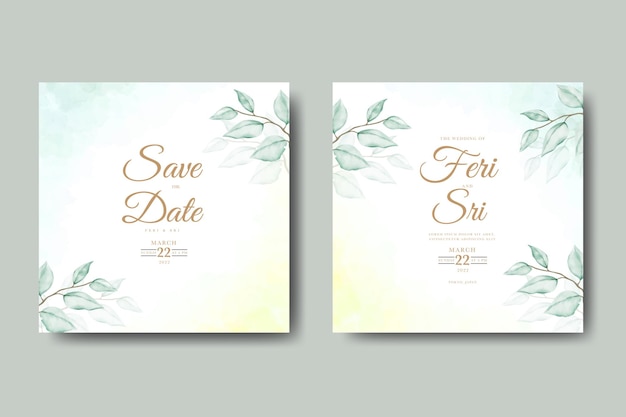 wedding invitation card with floral watercolor