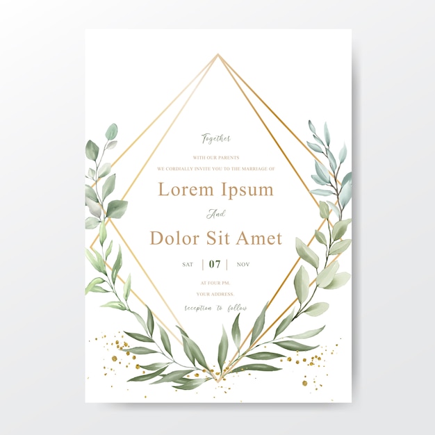 Wedding invitation card with foliage