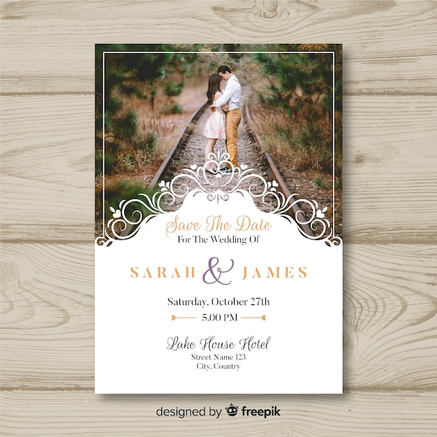 Wedding invitation card with photo