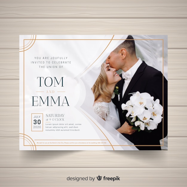 Wedding invitation card with photo