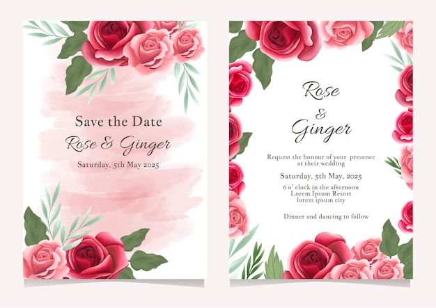 Wedding invitation card with rose