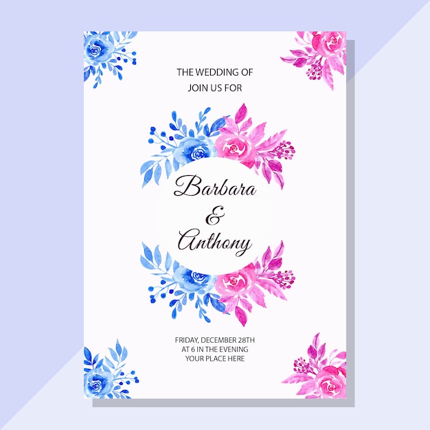 Wedding invitation card with style  watercolor floral