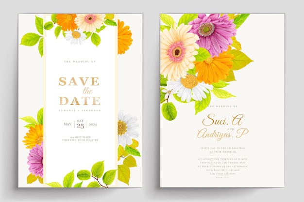 wedding invitation card with watercolor floral