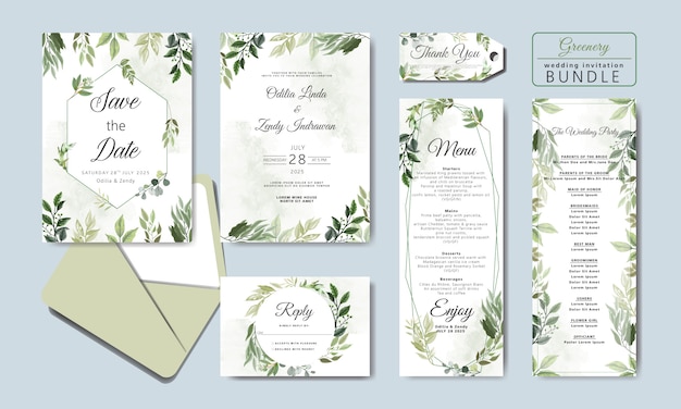 wedding invitation cards bundle with beautiful floral