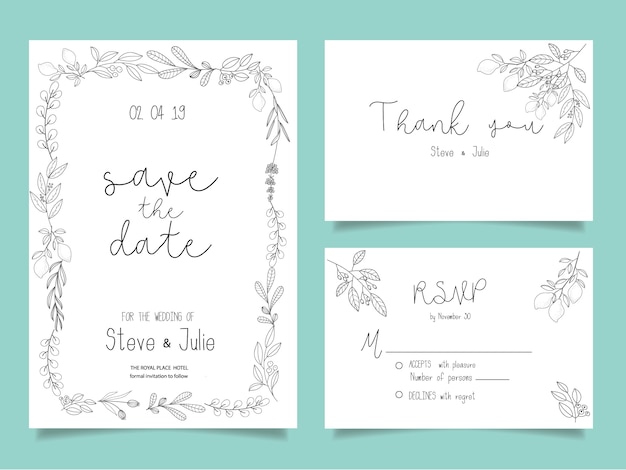 Wedding invitation cards,Thank you card, Wedding Stationery 