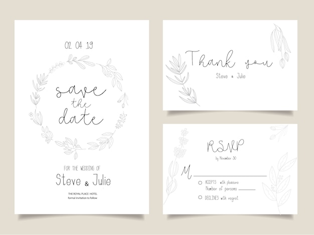 Wedding invitation cards,Thank you card, Wedding Stationery 