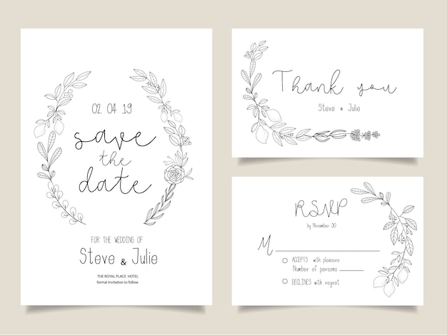 Wedding invitation cards,Thank you card, Wedding Stationery 