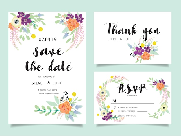 Wedding invitation cards,Thank you card, Wedding Stationery 