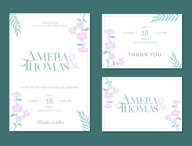 wedding invitation engagement card rsvp floral rustic template design