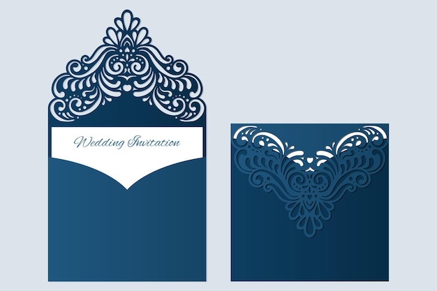 Wedding invitation envelope laser cut template vector