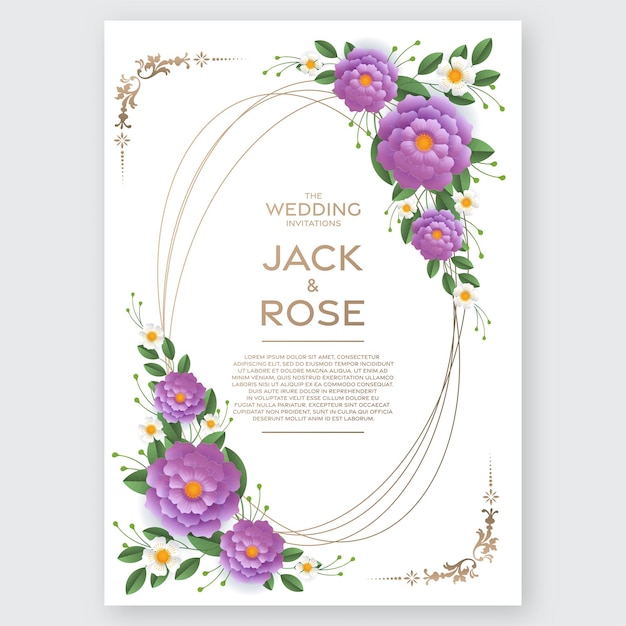 Wedding invitation floral card Paper cut flowers