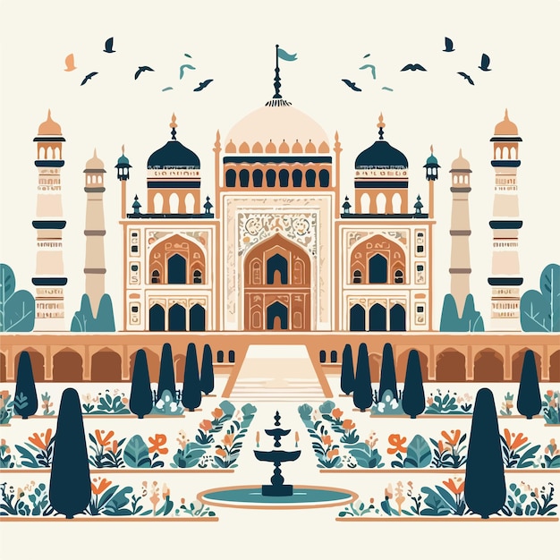 Wedding Invitation Illustration Picture Background Mughal Garden