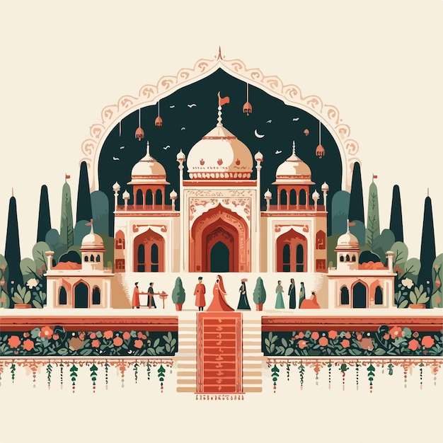 Wedding Invitation Illustration Picture Background Mughal Garden