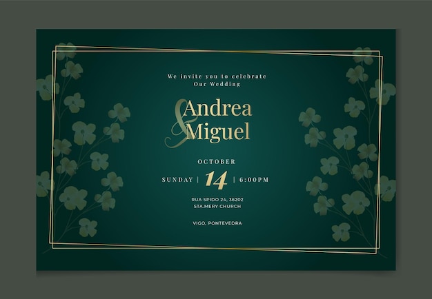 wedding invitation leaves floral wedding invitation watercolor wedding wedding gold leaf invitat