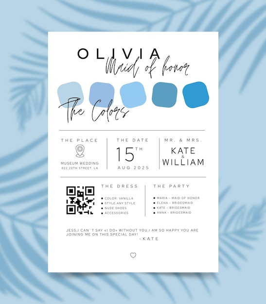 Wedding invitation for maid of honor template