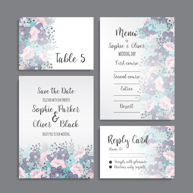 Wedding invitation set. 