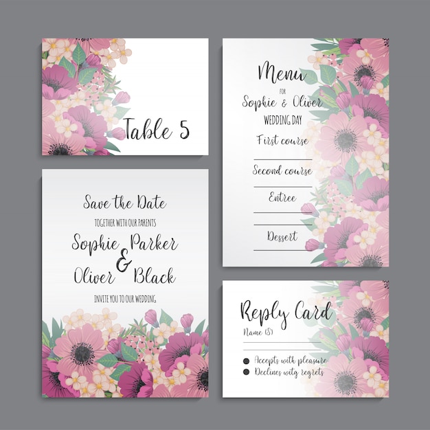 Wedding invitation set. 