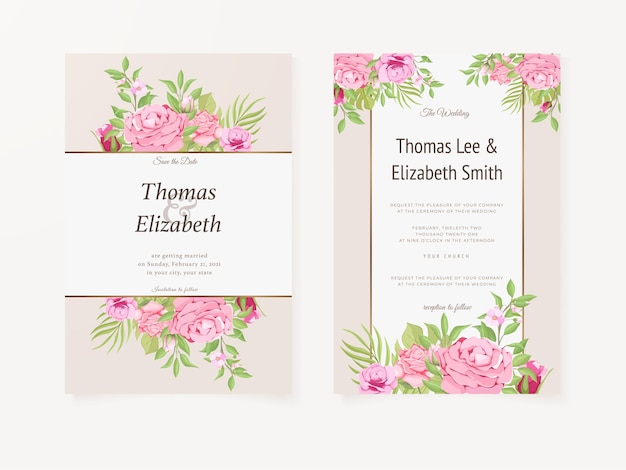 Wedding invitation summer floral template