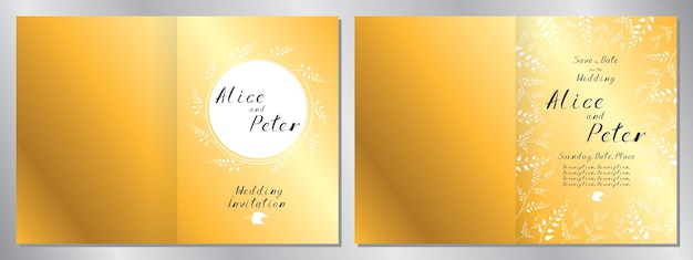 Wedding invitation template 2 x A5 size 148x210mm