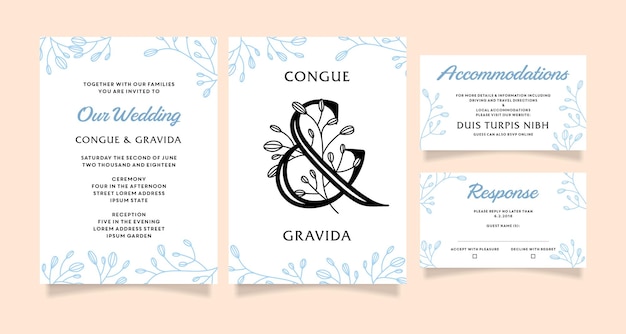 Wedding invitation template ampersand floral designs card