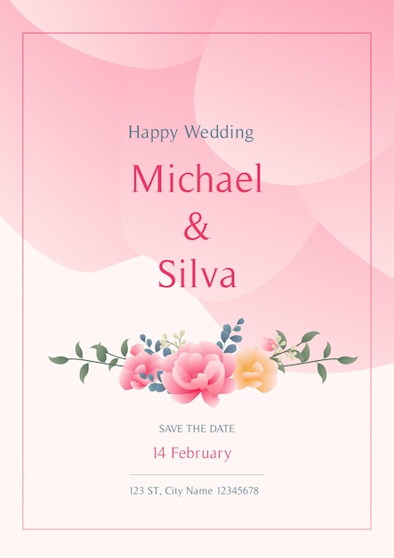 Wedding invitation template premium vector