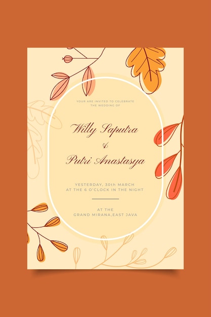 wedding invitation template with abstract natural background