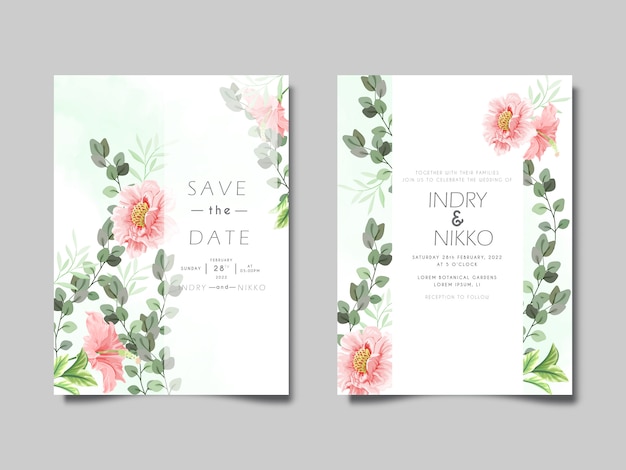 Wedding invitation template with beautiful and elegant floral