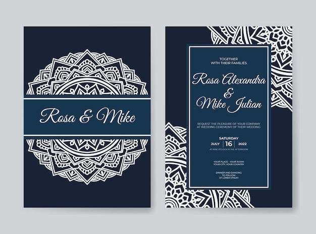 Wedding invitation template with luxury mandala decoration