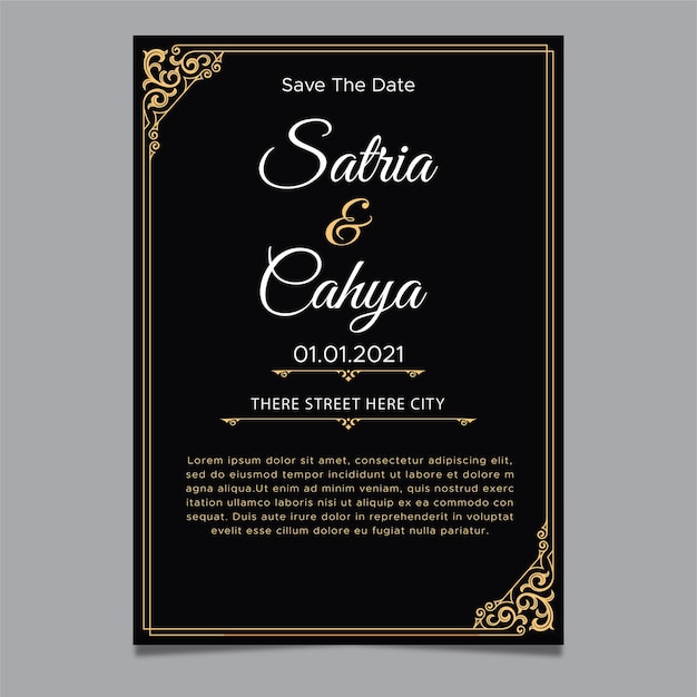 wedding invitation template with ornament decoration