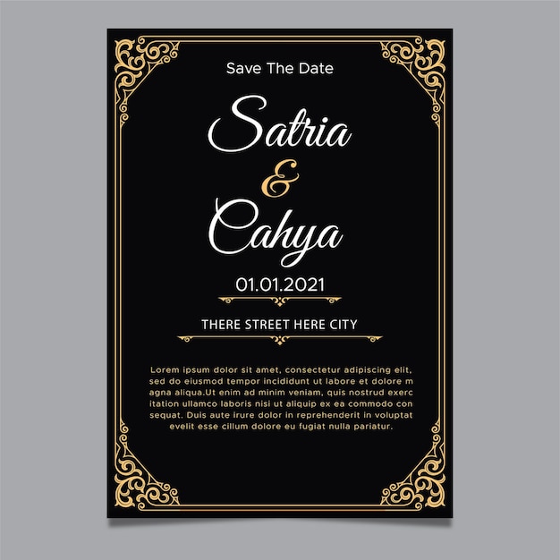 wedding invitation template with ornament decoration