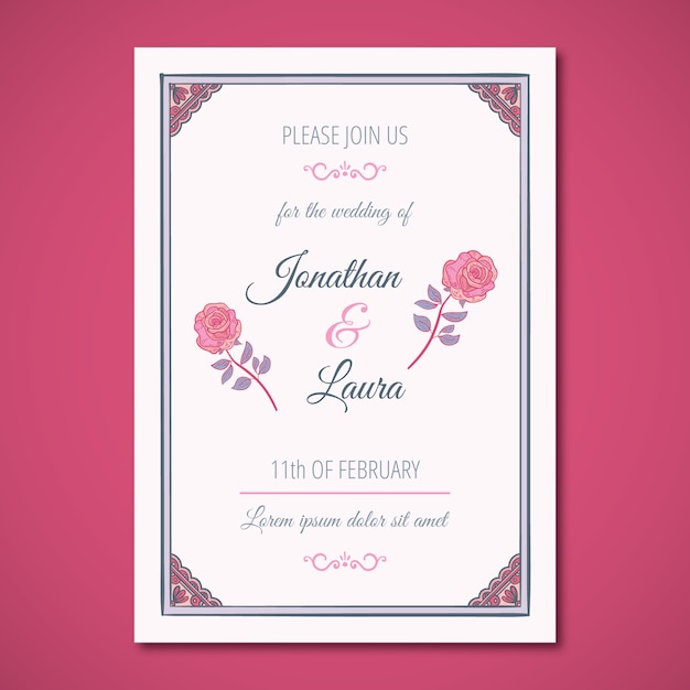 Wedding Invitation Template with Roses