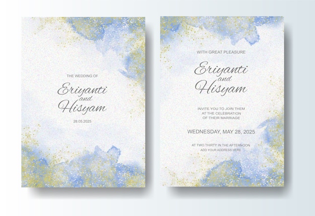 Wedding invitation template with watercolor   splash