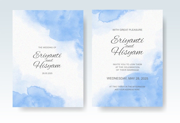 Wedding invitation template with watercolor  splash