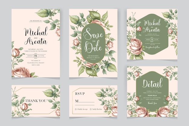 Wedding invitation templates rustic collection with eucalyptus