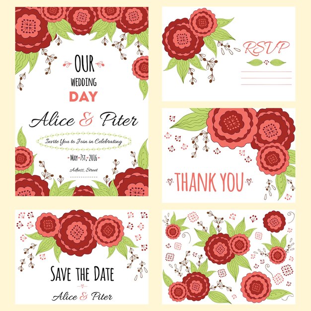 Wedding invitation thank you card save the date cards Wedding set RSVP card