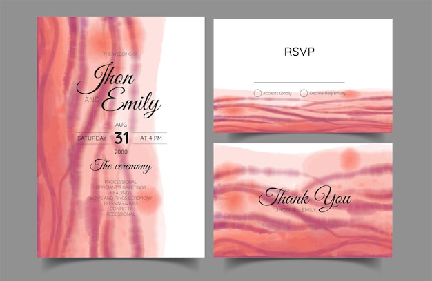 Wedding invitation Watercolor abstract aquamarine