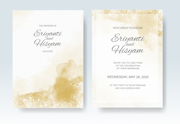 Wedding invitation with abstract splash watercolor