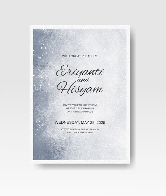 Wedding invitation with abstract splash watercolor